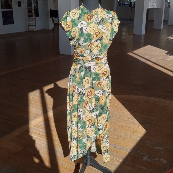 Donna Morgan yellow and green gathered wrap waist maxi dress - Picture 4 of 12